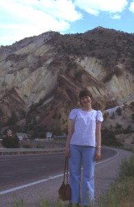 Mom in front of Big Rock Candy Mountain